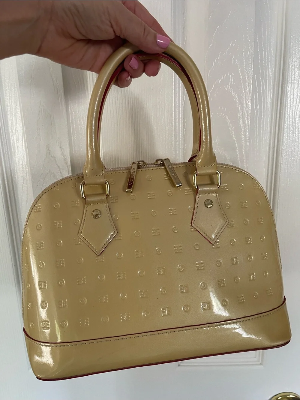 Arcadia Italian Made Genuine Patent Leather Yellow Vernis Alma Bag